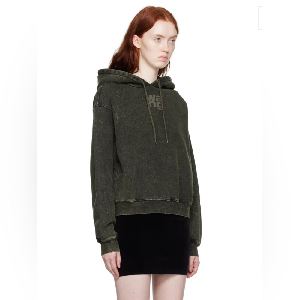 W/ Tags Alexander Wang Glitter Essential Terry Hoodie w/ Puff Logo Sweatshirt XS